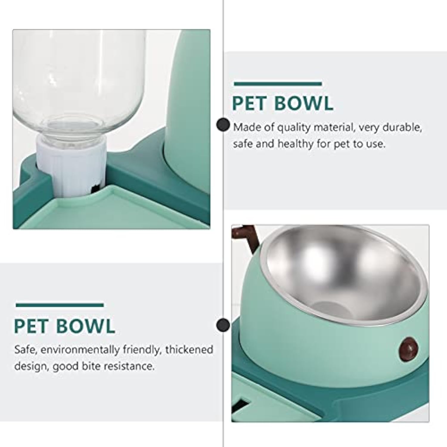 KFX-7780029 Automatic Slow Feeder Pet Bowl with Stainless Steel and Detachable Water Tray for Dogs and Cats