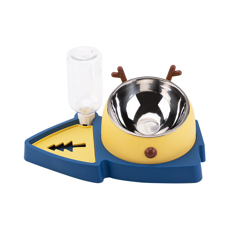 KFX-7780029 Automatic Slow Feeder Pet Bowl with Stainless Steel and Detachable Water Tray for Dogs and Cats