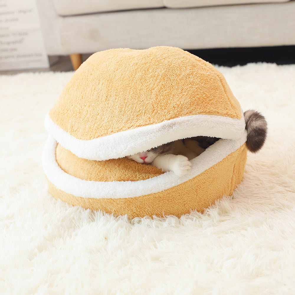 KFX-7782589 Universal Semi-Closed Cat Nest for All Seasons - Lined with PP Cotton, S/M Sizes Available