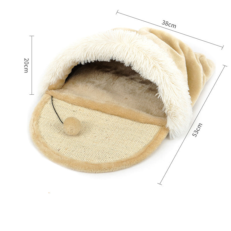 KFX-7782589 Universal Semi-Closed Cat Nest for All Seasons - Lined with PP Cotton, S/M Sizes Available