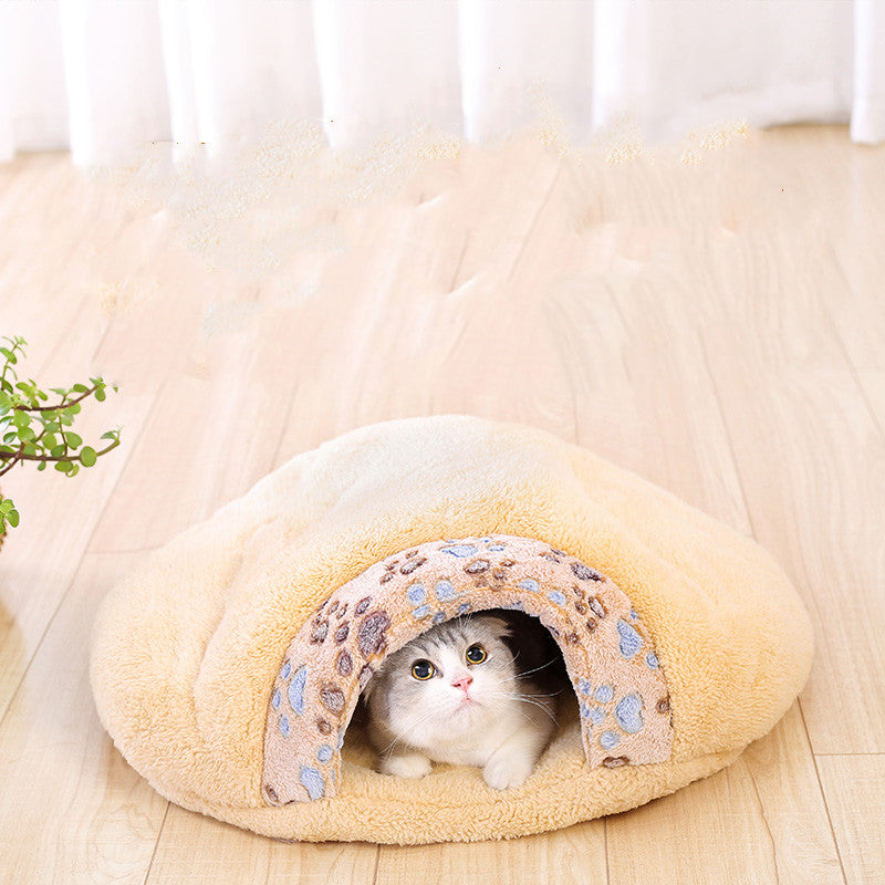 KFX-7782589 Universal Semi-Closed Cat Nest for All Seasons - Lined with PP Cotton, S/M Sizes Available