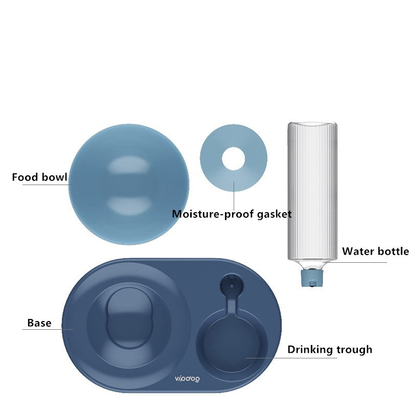 KFX-7782717 Automatic Double Bowl Pet Feeder with 600ML Water Dispenser and Adjustable Height Design for Dogs and Cats