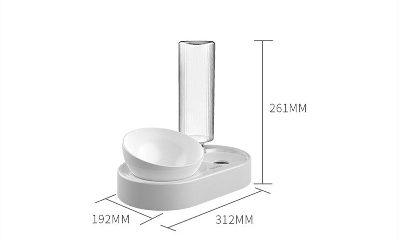KFX-7782717 Automatic Double Bowl Pet Feeder with 600ML Water Dispenser and Adjustable Height Design for Dogs and Cats
