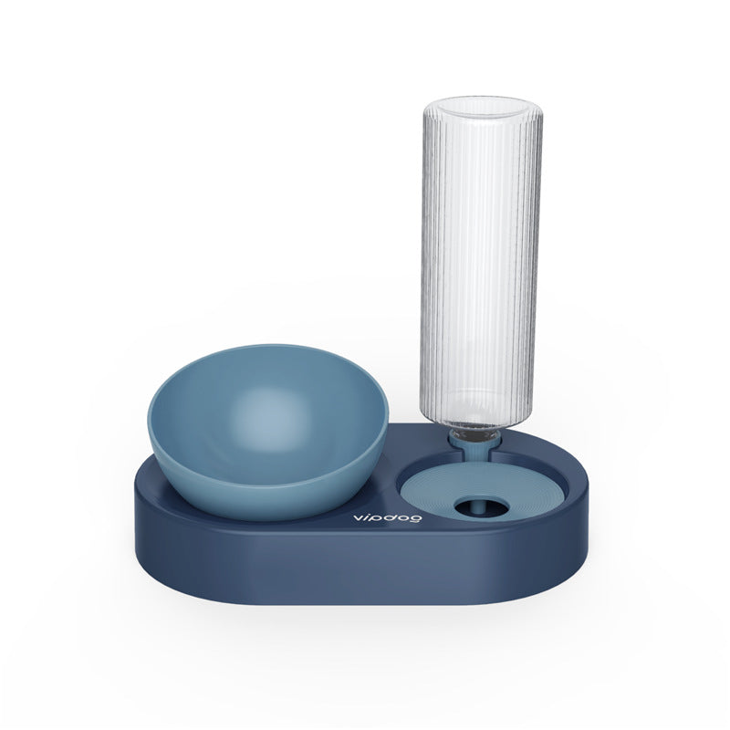 KFX-7782717 Automatic Double Bowl Pet Feeder with 600ML Water Dispenser and Adjustable Height Design for Dogs and Cats