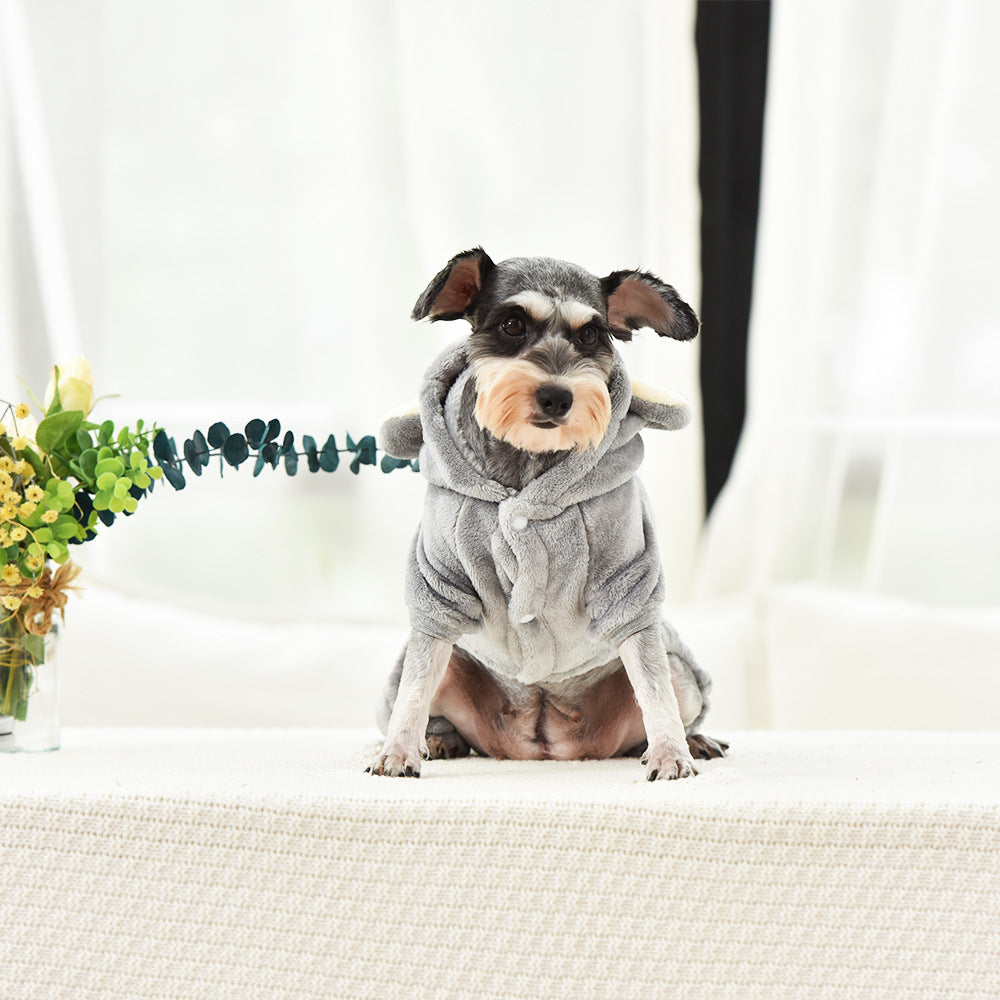 KFX-7783101 Cozy Velvet Hoodie for Small and Medium Dogs - Casual Style, Grey, Multiple Sizes Available