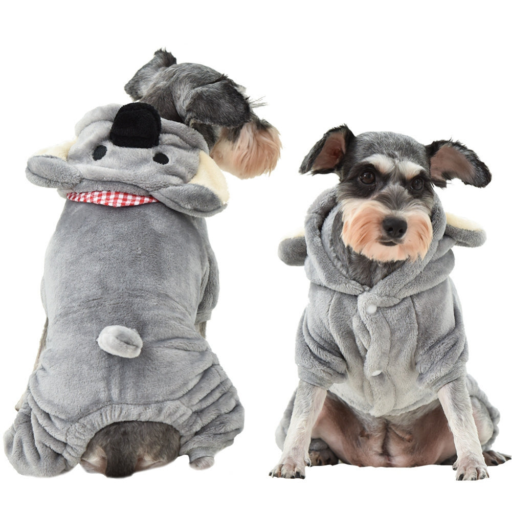 KFX-7783101 Cozy Velvet Hoodie for Small and Medium Dogs - Casual Style, Grey, Multiple Sizes Available