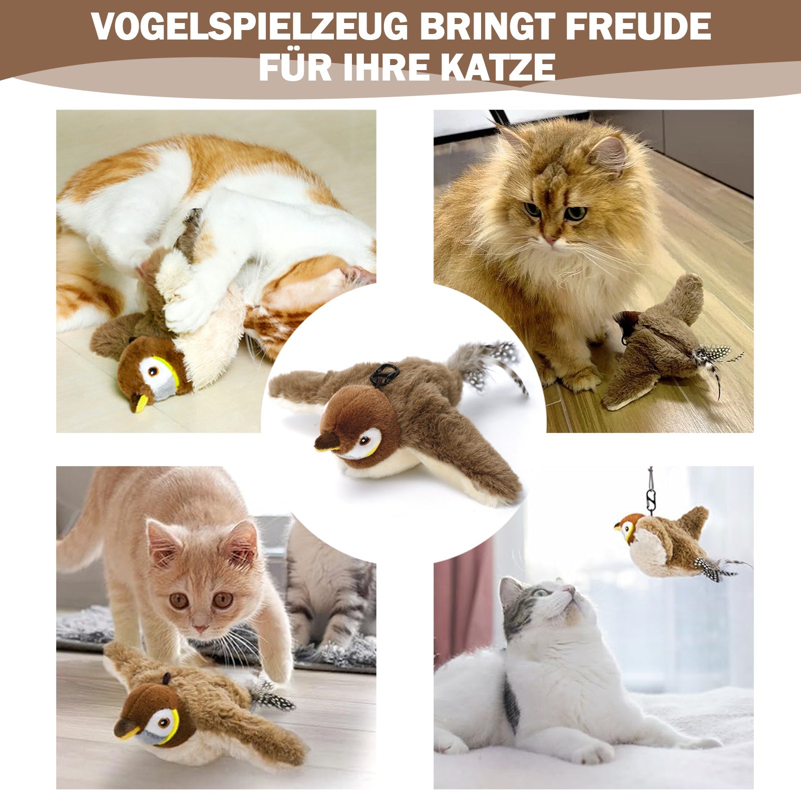 KFX-7783357 Interactive Automatic Cat Toy with Catnip - Rechargeable Bird Toy for Smart Play and Self-Entertainment