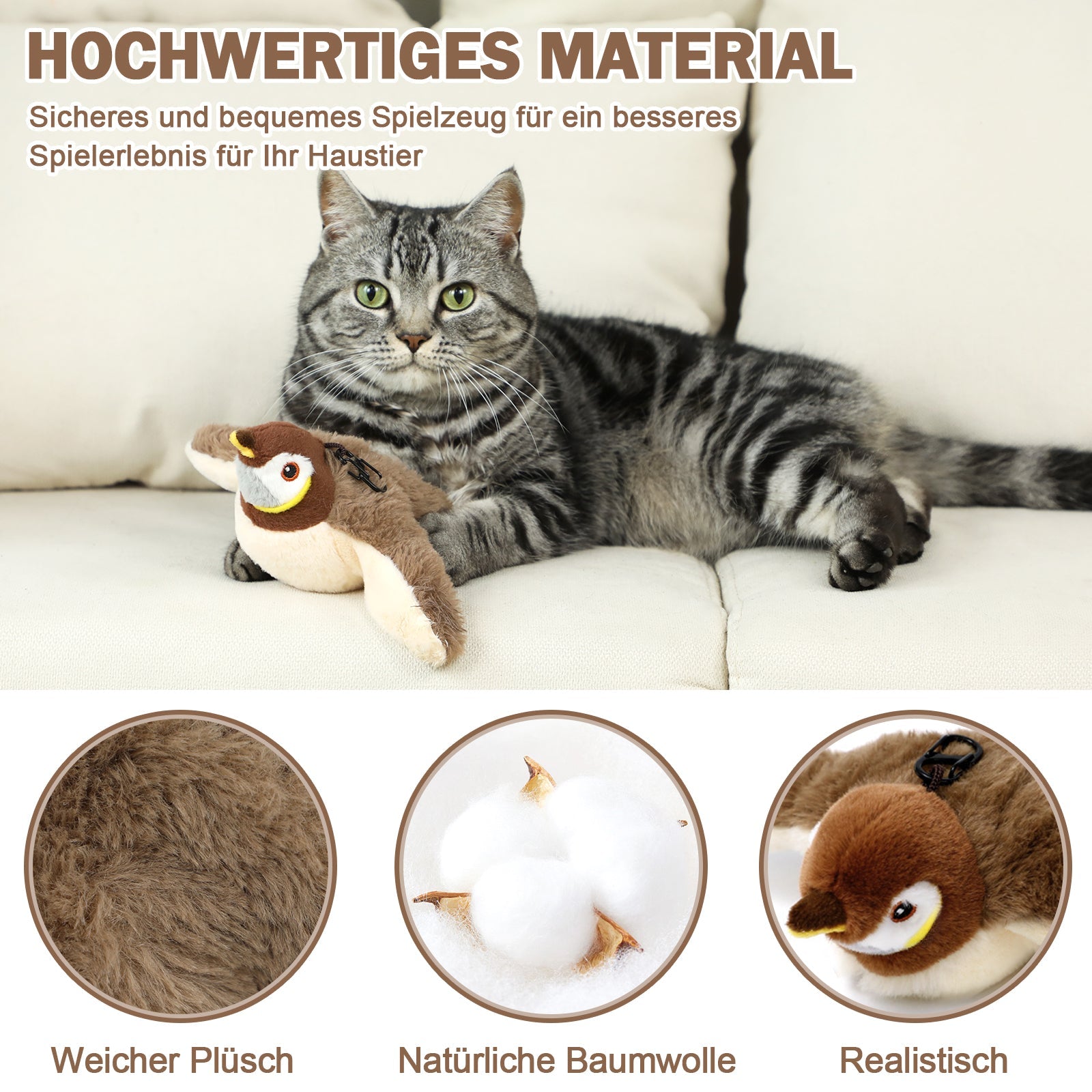 KFX-7783357 Interactive Automatic Cat Toy with Catnip - Rechargeable Bird Toy for Smart Play and Self-Entertainment