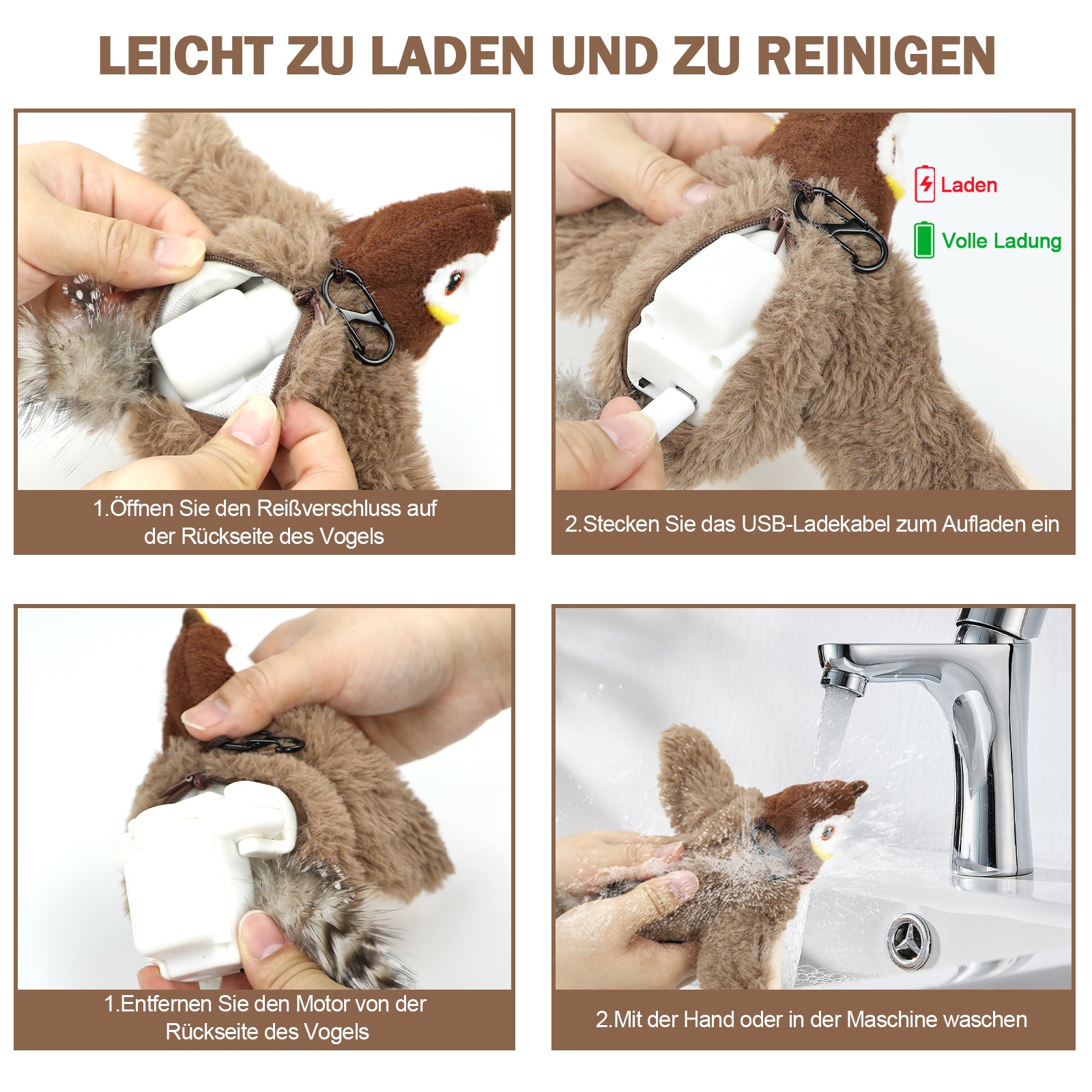 KFX-7783357 Interactive Automatic Cat Toy with Catnip - Rechargeable Bird Toy for Smart Play and Self-Entertainment