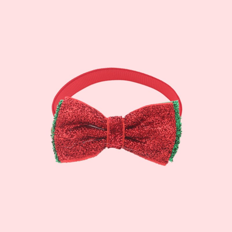 KFX-7784509 Christmas Adjustable Pet Collar with Bow Tie for Dogs and Cats - Festive Holiday Neck Strap