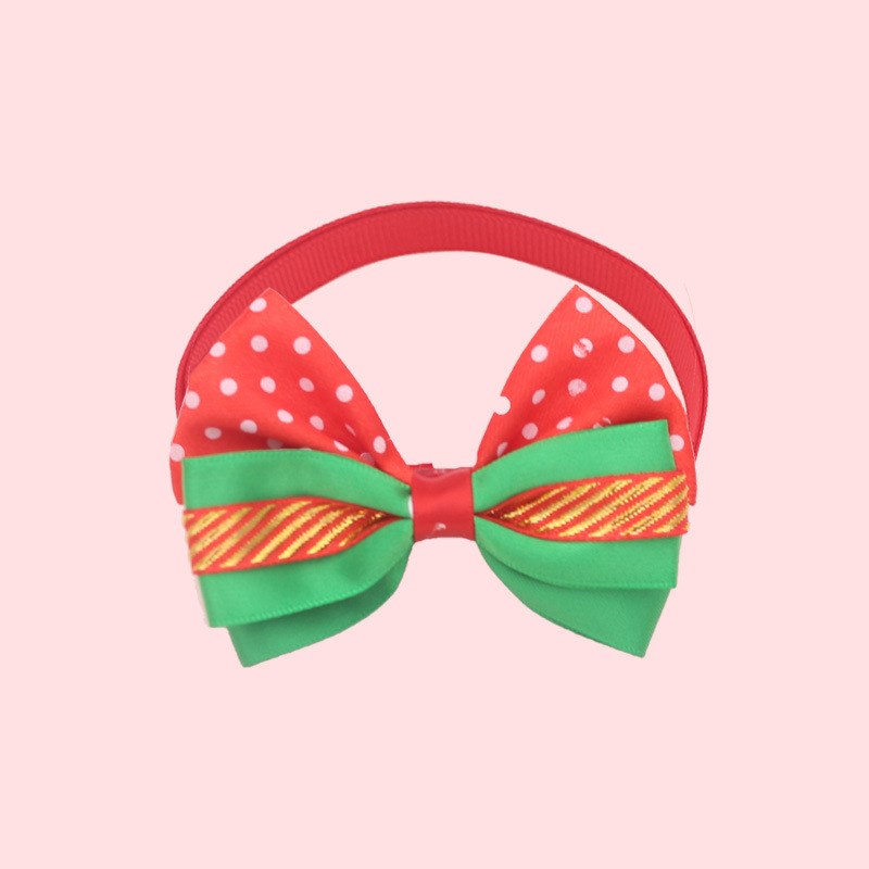 KFX-7784509 Christmas Adjustable Pet Collar with Bow Tie for Dogs and Cats - Festive Holiday Neck Strap