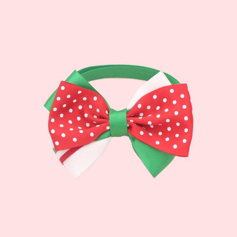 KFX-7784509 Christmas Adjustable Pet Collar with Bow Tie for Dogs and Cats - Festive Holiday Neck Strap