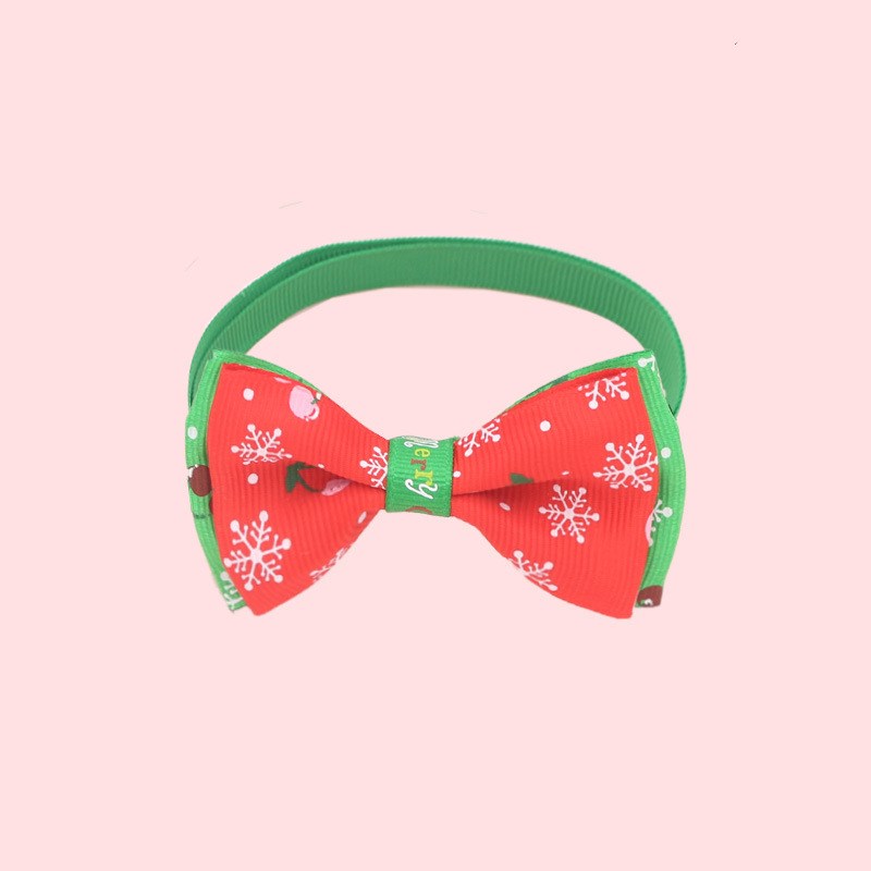 KFX-7784509 Christmas Adjustable Pet Collar with Bow Tie for Dogs and Cats - Festive Holiday Neck Strap