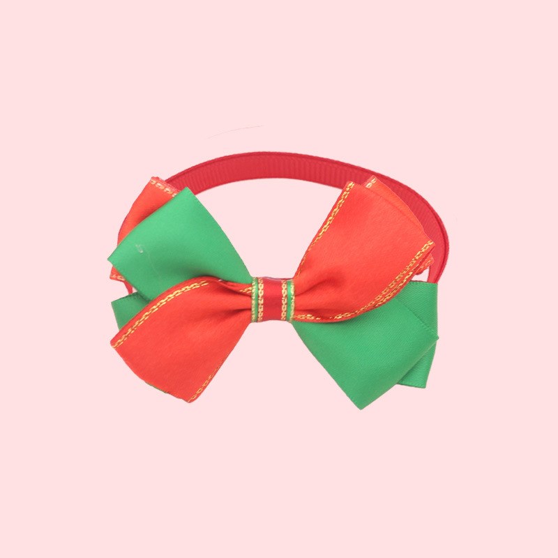 KFX-7784509 Christmas Adjustable Pet Collar with Bow Tie for Dogs and Cats - Festive Holiday Neck Strap
