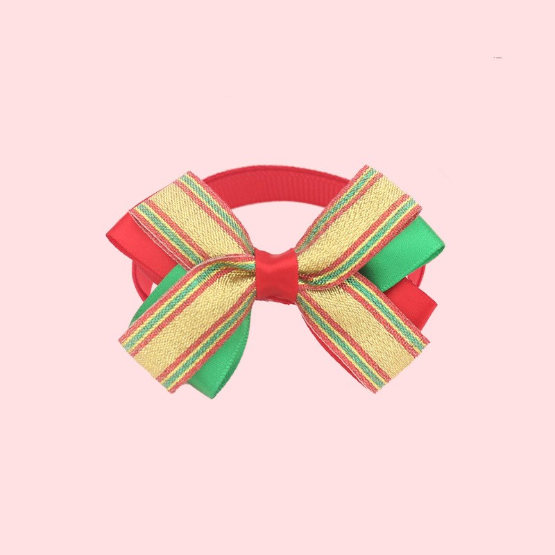 KFX-7784509 Christmas Adjustable Pet Collar with Bow Tie for Dogs and Cats - Festive Holiday Neck Strap