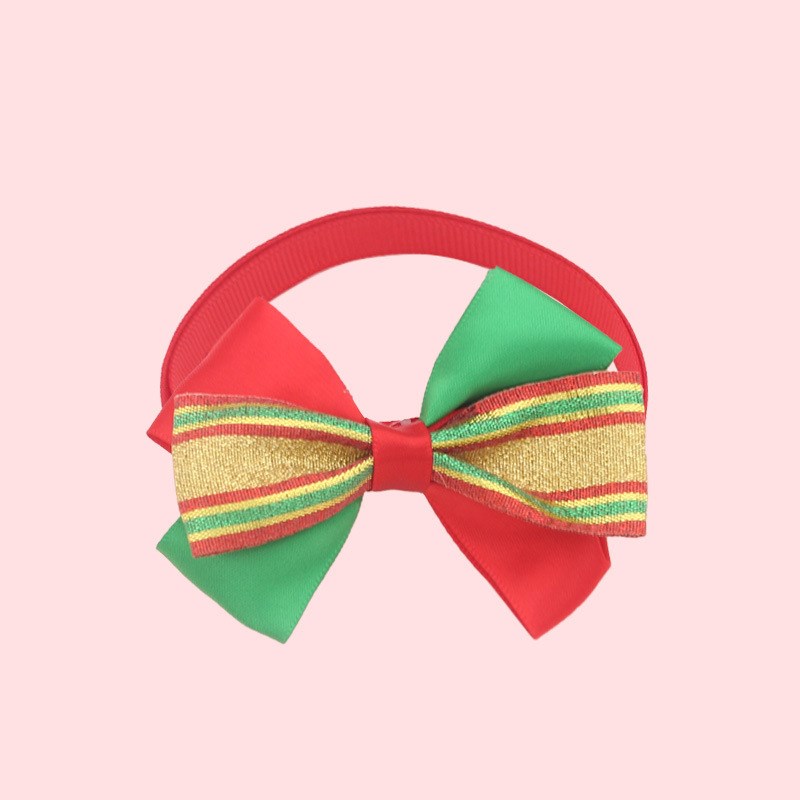 KFX-7784509 Christmas Adjustable Pet Collar with Bow Tie for Dogs and Cats - Festive Holiday Neck Strap