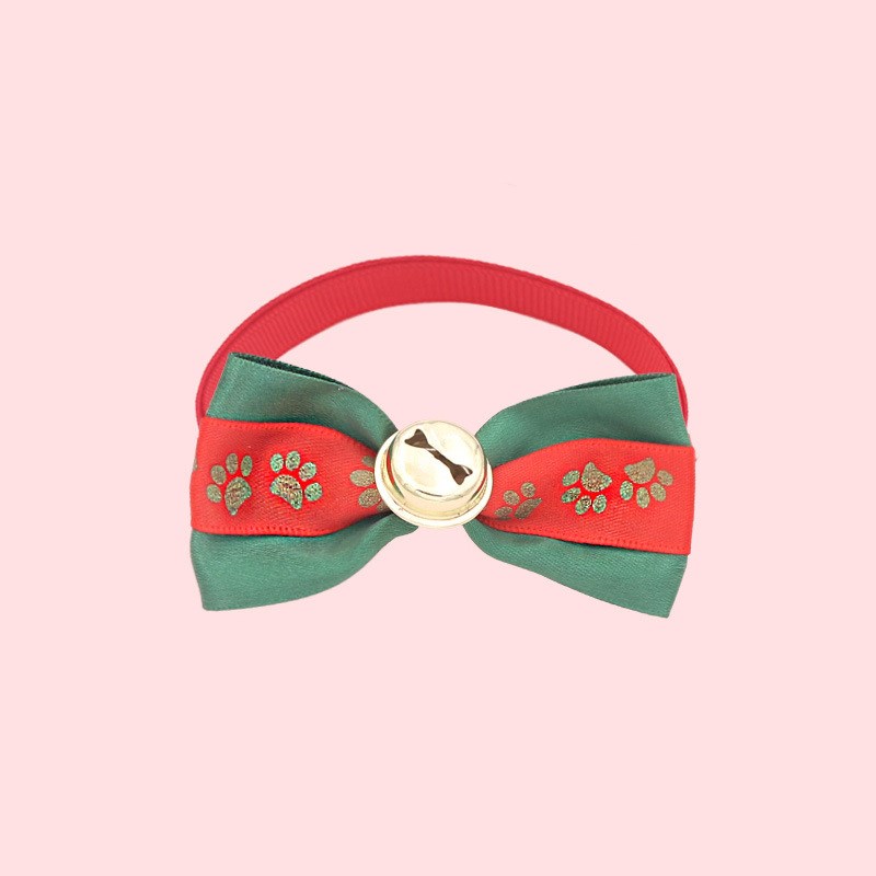 KFX-7784509 Christmas Adjustable Pet Collar with Bow Tie for Dogs and Cats - Festive Holiday Neck Strap