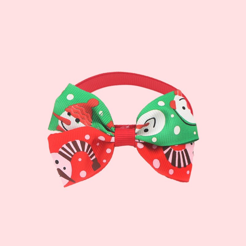 KFX-7784509 Christmas Adjustable Pet Collar with Bow Tie for Dogs and Cats - Festive Holiday Neck Strap