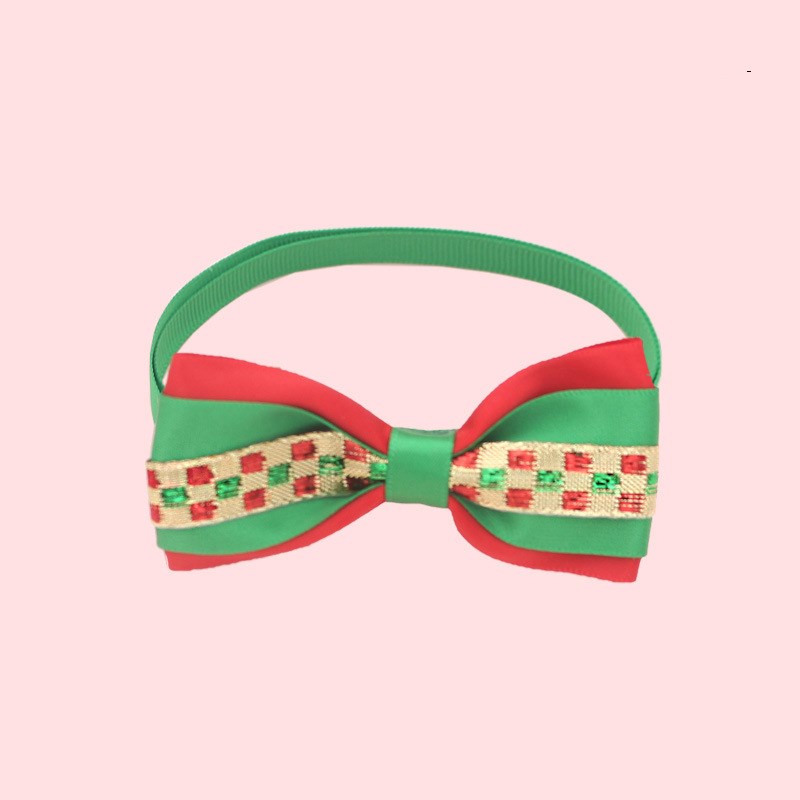 KFX-7784509 Christmas Adjustable Pet Collar with Bow Tie for Dogs and Cats - Festive Holiday Neck Strap