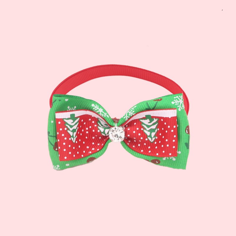KFX-7784509 Christmas Adjustable Pet Collar with Bow Tie for Dogs and Cats - Festive Holiday Neck Strap