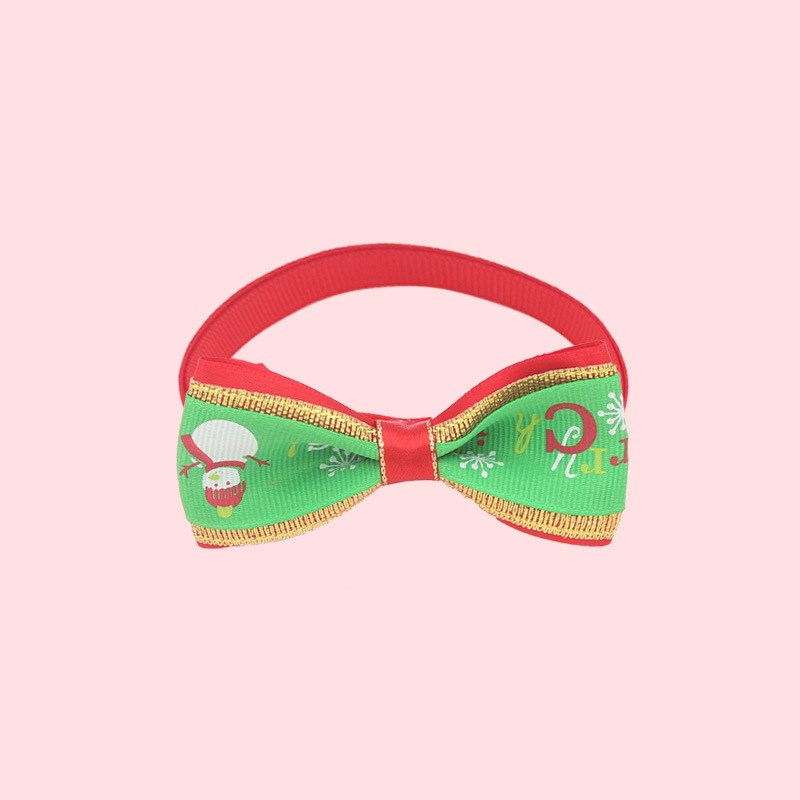 KFX-7784509 Christmas Adjustable Pet Collar with Bow Tie for Dogs and Cats - Festive Holiday Neck Strap
