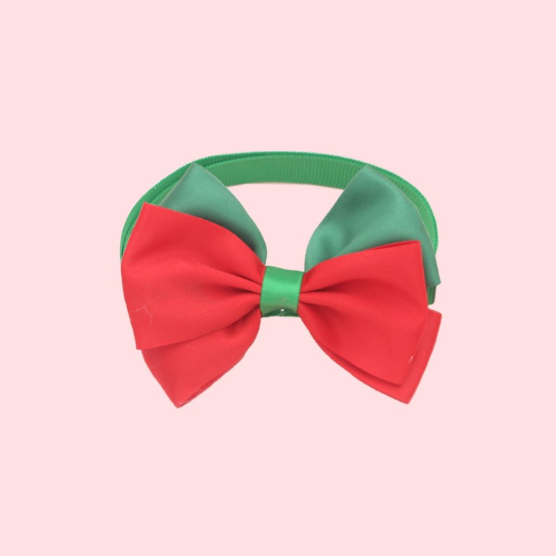 KFX-7784509 Christmas Adjustable Pet Collar with Bow Tie for Dogs and Cats - Festive Holiday Neck Strap
