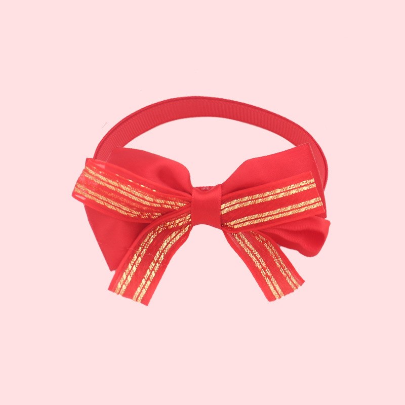 KFX-7784509 Christmas Adjustable Pet Collar with Bow Tie for Dogs and Cats - Festive Holiday Neck Strap