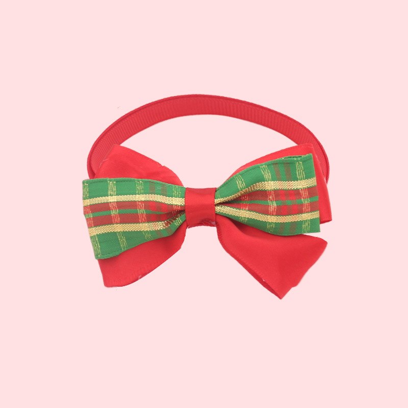 KFX-7784509 Christmas Adjustable Pet Collar with Bow Tie for Dogs and Cats - Festive Holiday Neck Strap