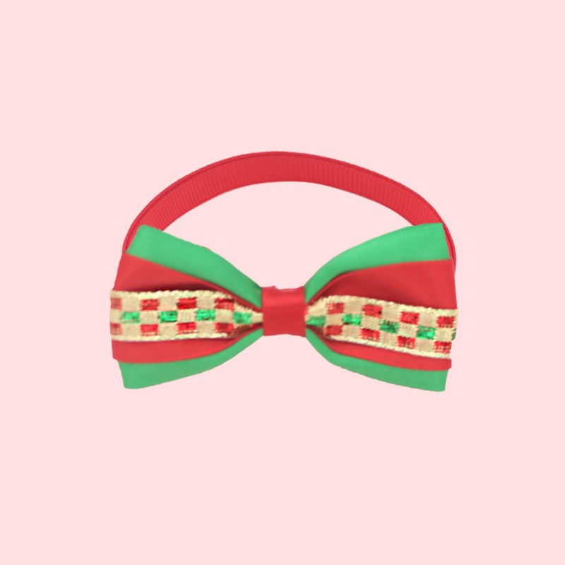 KFX-7784509 Christmas Adjustable Pet Collar with Bow Tie for Dogs and Cats - Festive Holiday Neck Strap