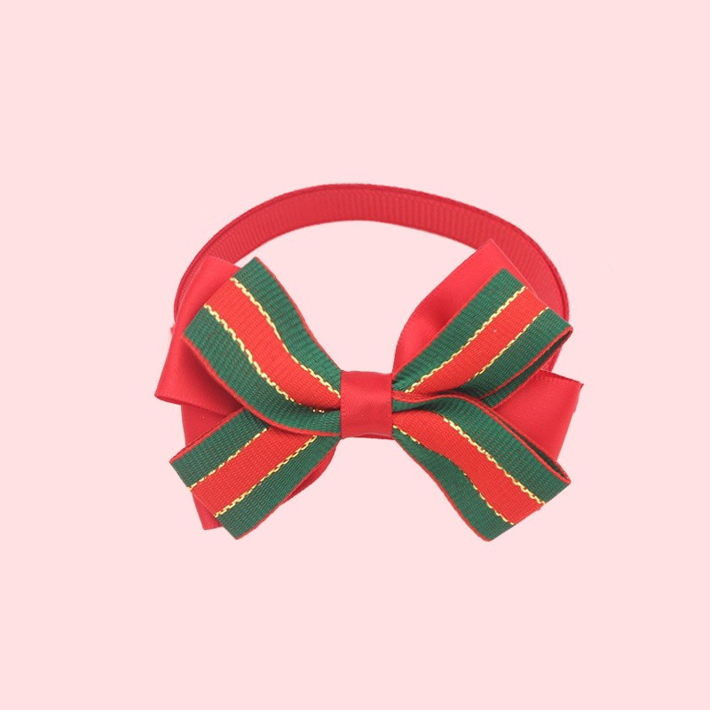KFX-7784509 Christmas Adjustable Pet Collar with Bow Tie for Dogs and Cats - Festive Holiday Neck Strap