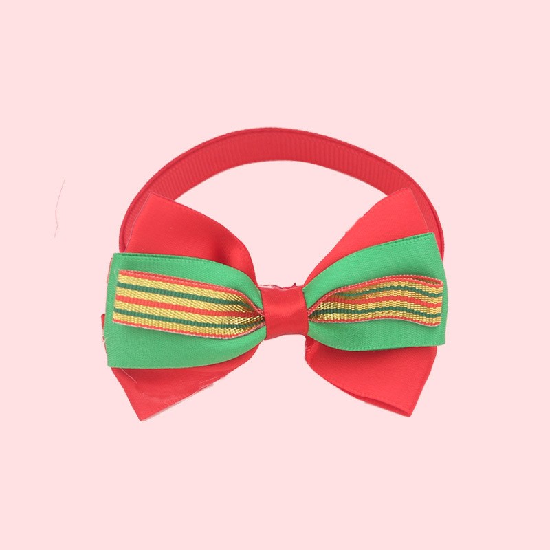 KFX-7784509 Christmas Adjustable Pet Collar with Bow Tie for Dogs and Cats - Festive Holiday Neck Strap