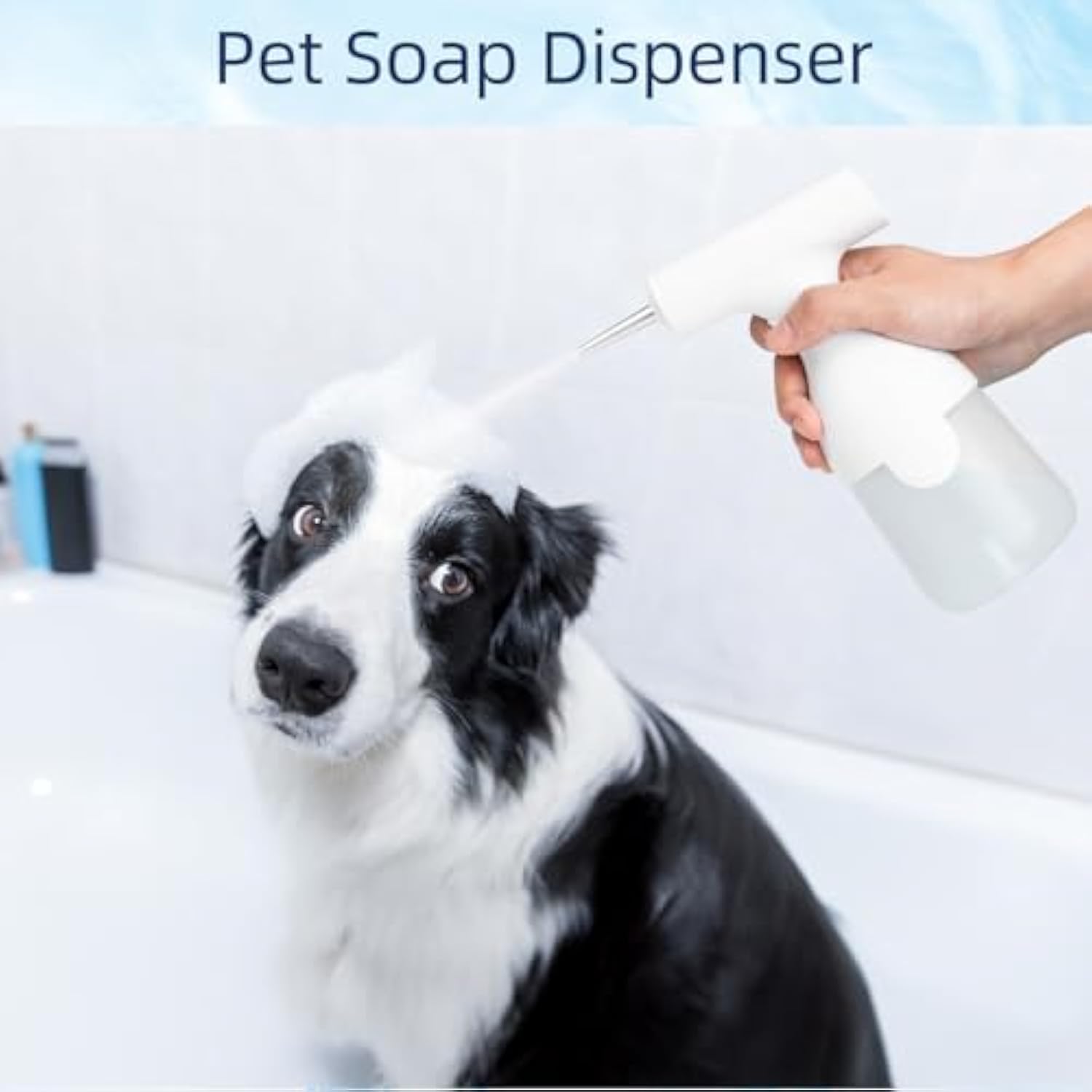 KFX-7785789 Electric Foam Soap Dispenser for Efficient Pet Bathing and Cleaning, Rechargeable, Whisper-Quiet Motor