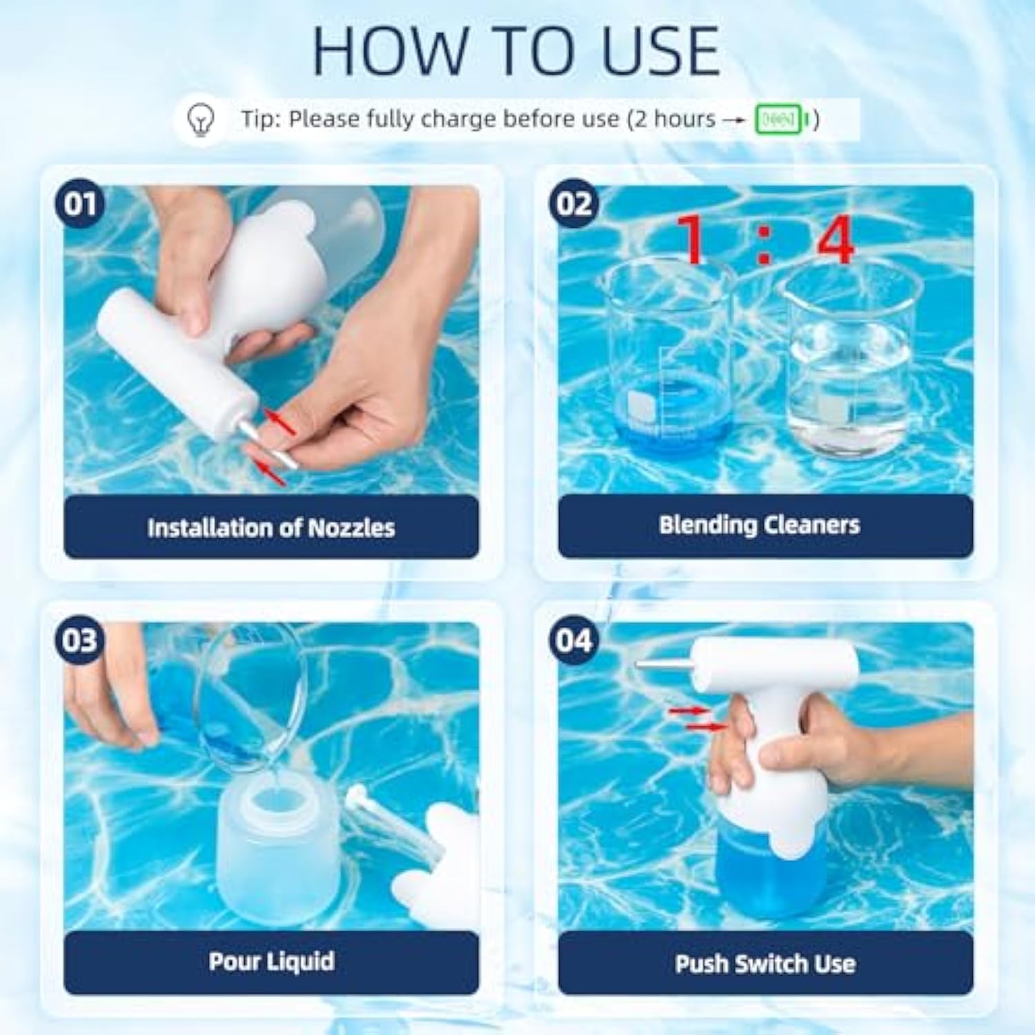 KFX-7785789 Electric Foam Soap Dispenser for Efficient Pet Bathing and Cleaning, Rechargeable, Whisper-Quiet Motor