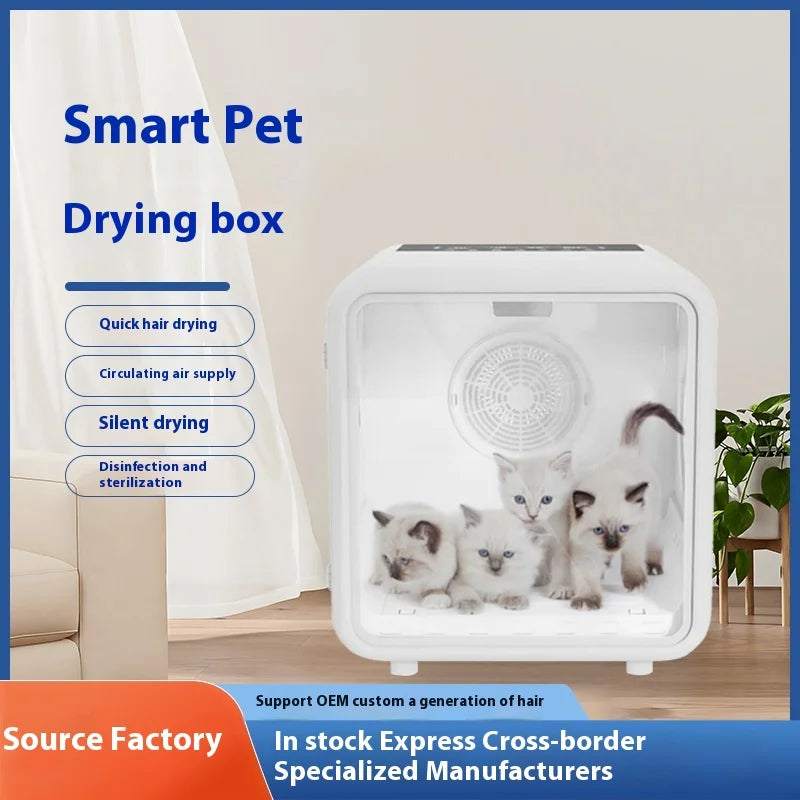 KFX-778579 Intelligent 66L Pet Dryer Box with PTC Heating, Low Noise, and Remote Control for Cat Grooming
