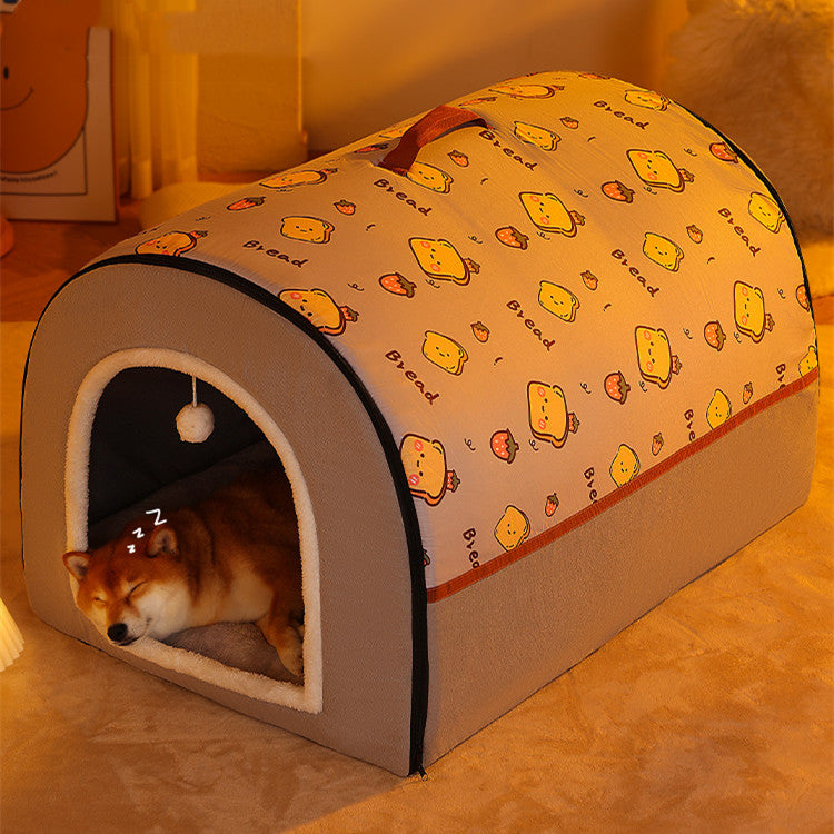 KFX-7786557 Cozy Removable Washable Dog House for Corgis & Shiba Inus - Multiple Sizes Available