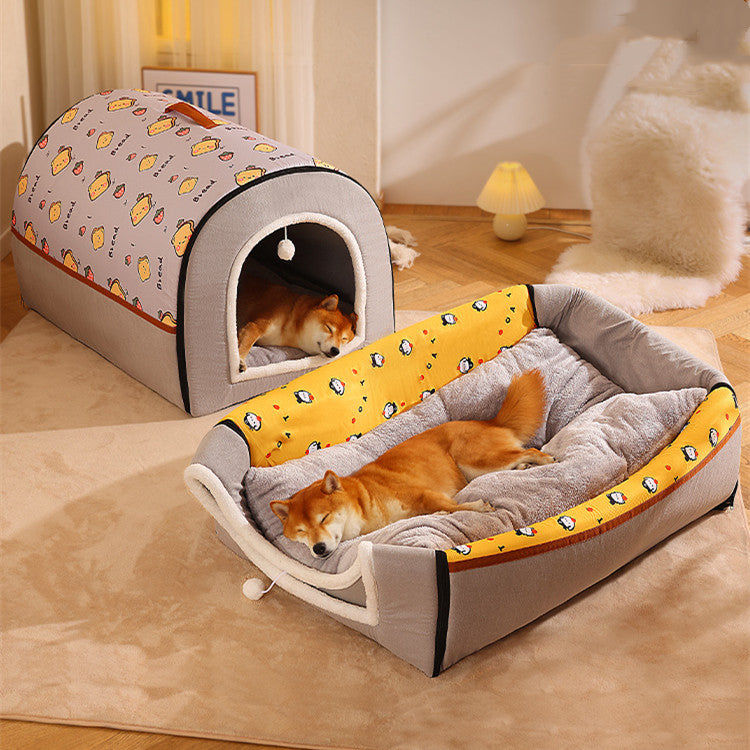 KFX-7786557 Cozy Removable Washable Dog House for Corgis & Shiba Inus - Multiple Sizes Available