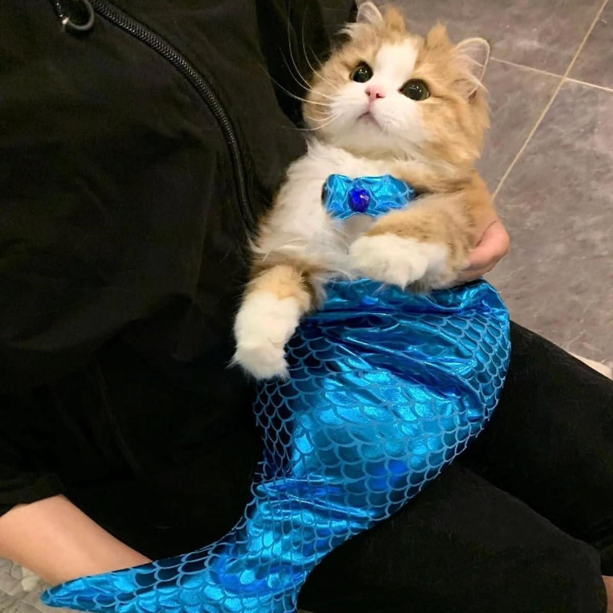 KFX-7787965 Pet Mermaid Fishtail Costume for Cats and Dogs - Cute Underwater Dress for Playtime and Photos
