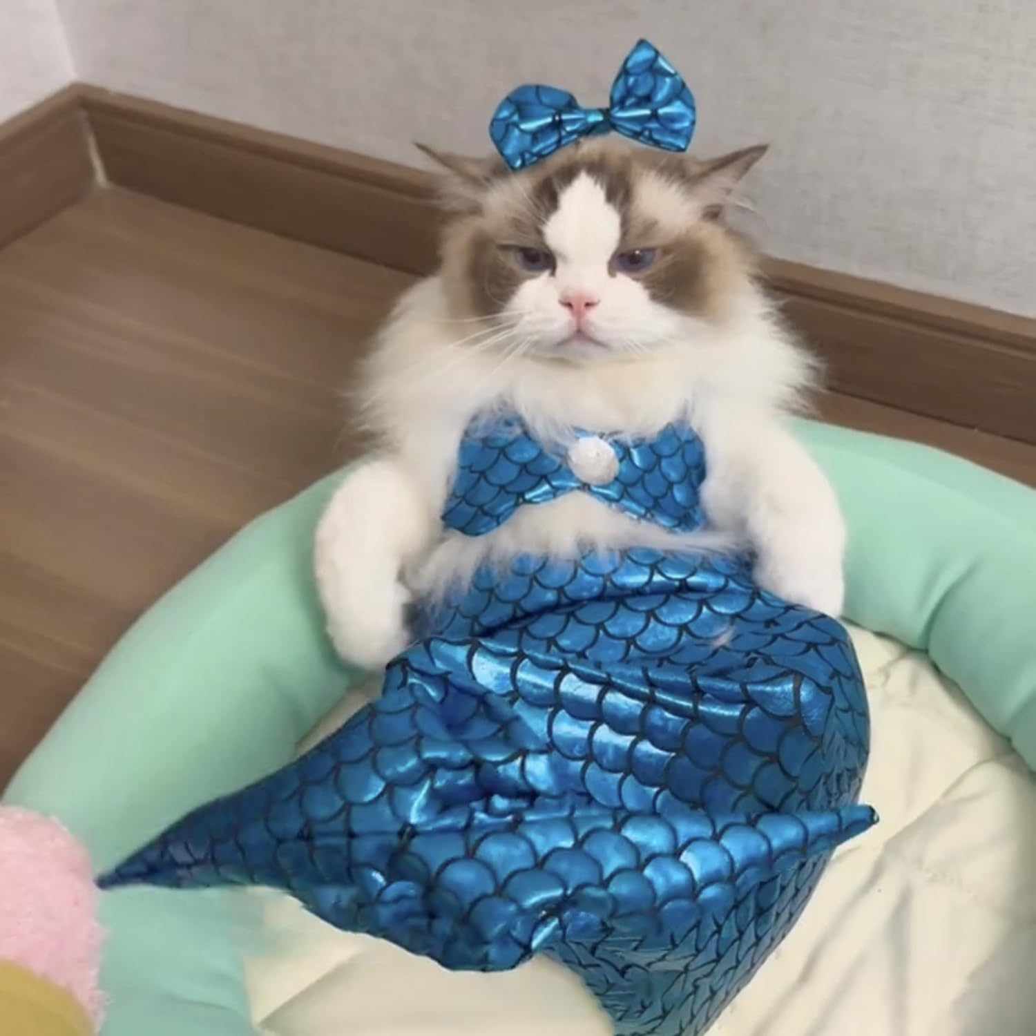 KFX-7787965 Pet Mermaid Fishtail Costume for Cats and Dogs - Cute Underwater Dress for Playtime and Photos