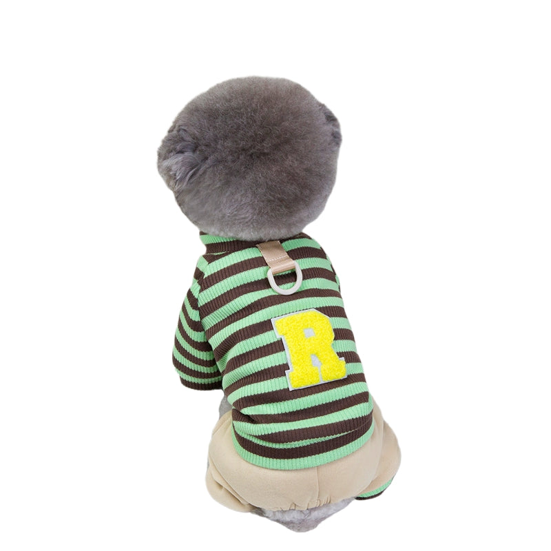 KFX-7792829 Cozy Striped Knit Four-Leg Jumpsuit for Small and Medium Dogs