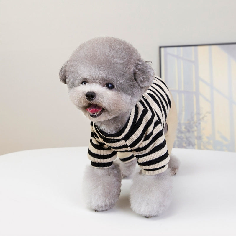 KFX-7792829 Cozy Striped Knit Four-Leg Jumpsuit for Small and Medium Dogs