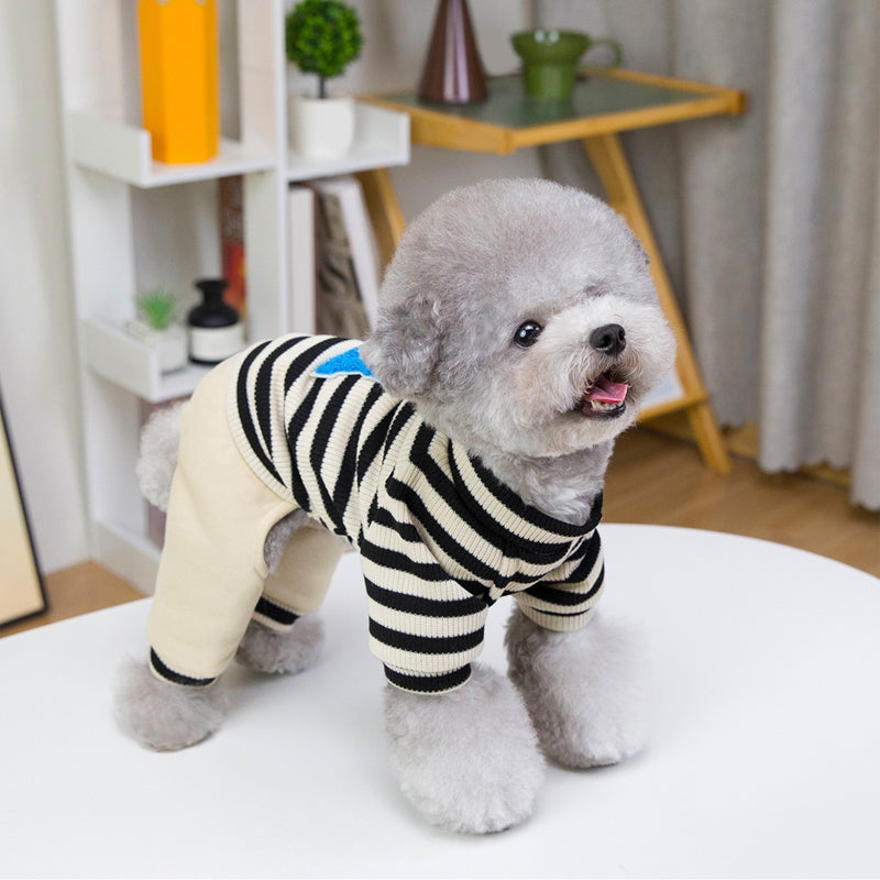 KFX-7792829 Cozy Striped Knit Four-Leg Jumpsuit for Small and Medium Dogs