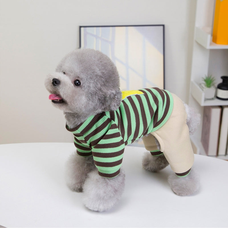 KFX-7792829 Cozy Striped Knit Four-Leg Jumpsuit for Small and Medium Dogs