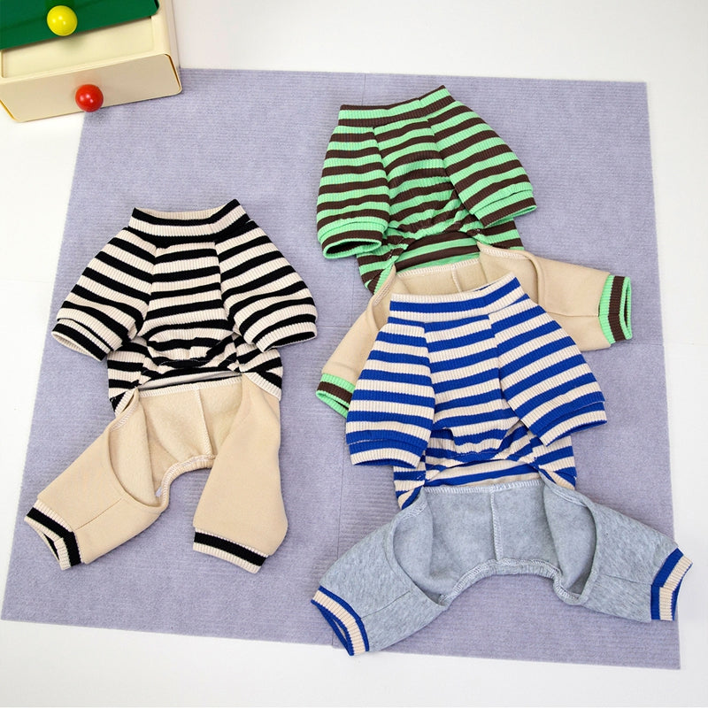 KFX-7792829 Cozy Striped Knit Four-Leg Jumpsuit for Small and Medium Dogs