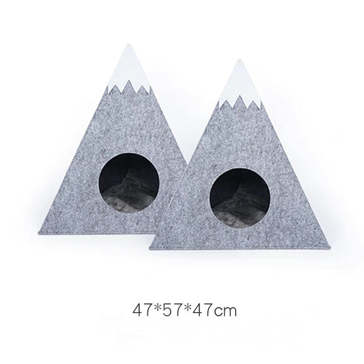KFX-7793085 Snow Mountain Style Semi-Enclosed Felt Pet Kennel - Light Grey 47x57x47cm