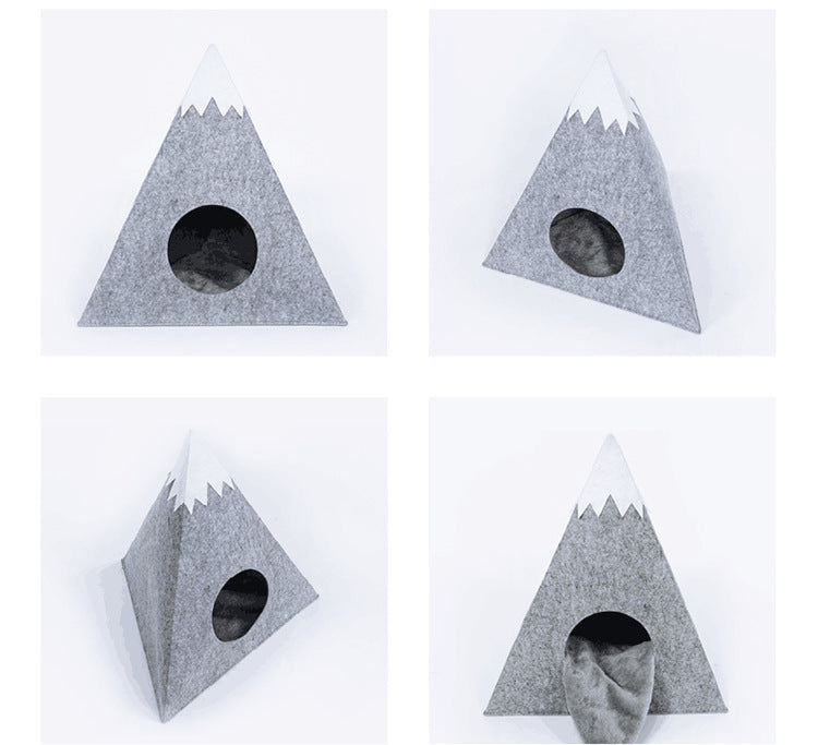 KFX-7793085 Snow Mountain Style Semi-Enclosed Felt Pet Kennel - Light Grey 47x57x47cm