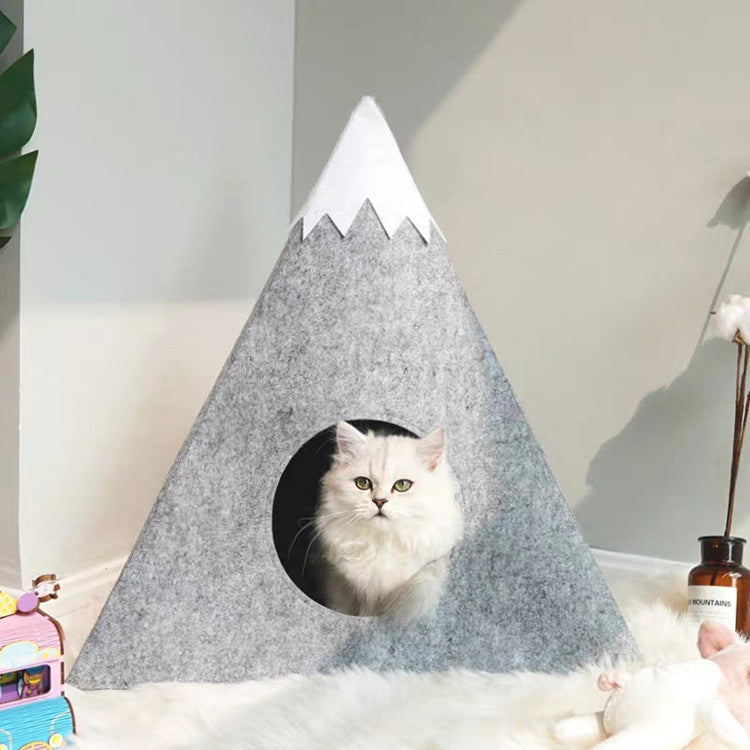 KFX-7793085 Snow Mountain Style Semi-Enclosed Felt Pet Kennel - Light Grey 47x57x47cm