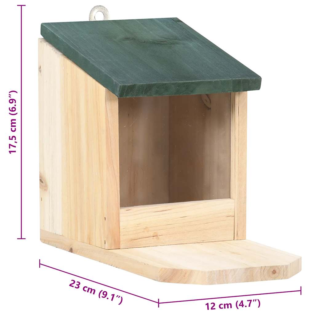 KFX-7795645 Wooden Squirrel Feeders Set of 4, Fir Wood with Hinged Roof and PVC Panel