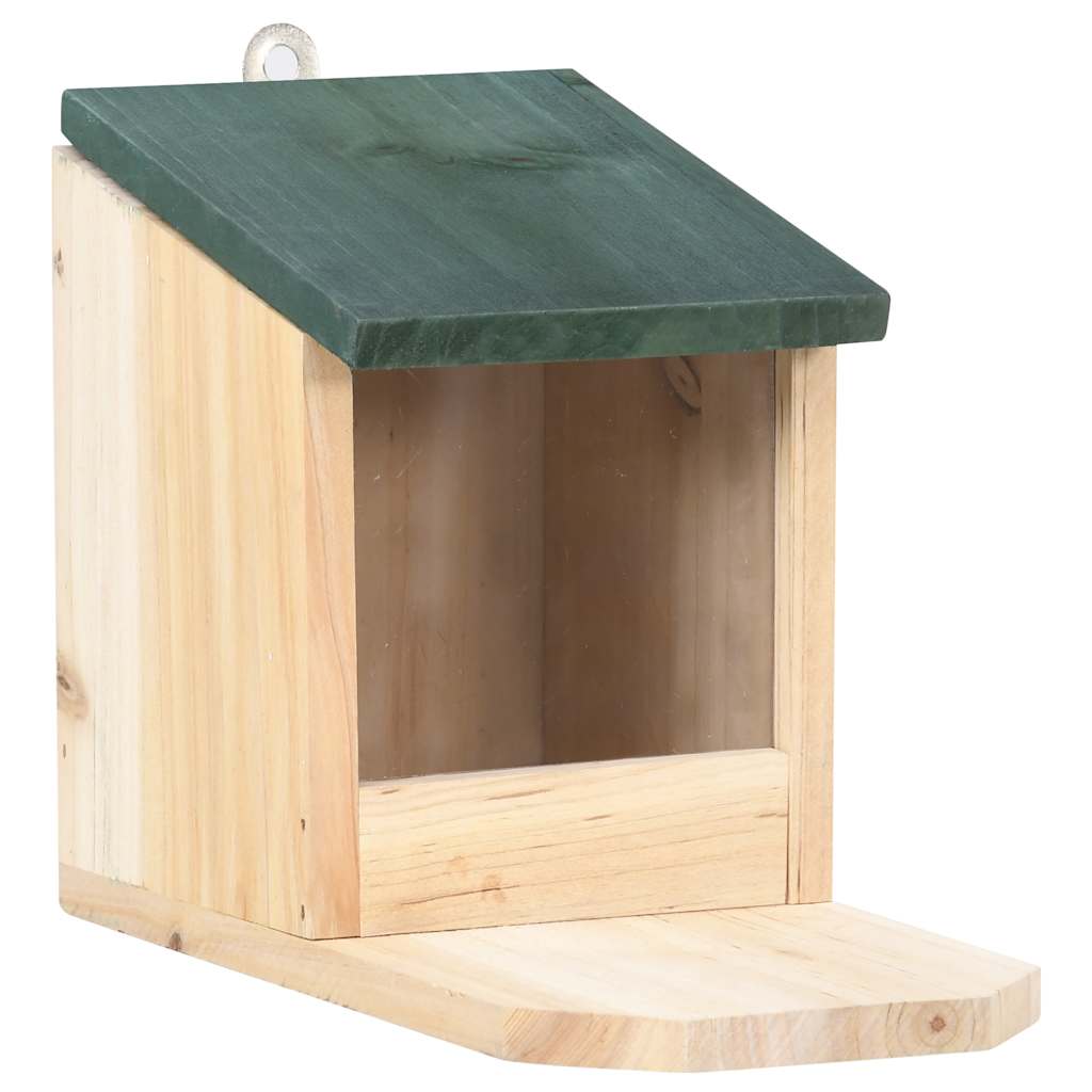 KFX-7795645 Wooden Squirrel Feeders Set of 4, Fir Wood with Hinged Roof and PVC Panel