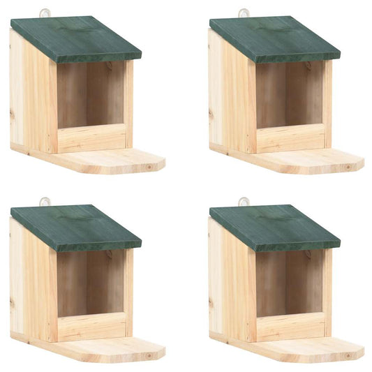 KFX-7795645 Wooden Squirrel Feeders Set of 4, Fir Wood with Hinged Roof and PVC Panel