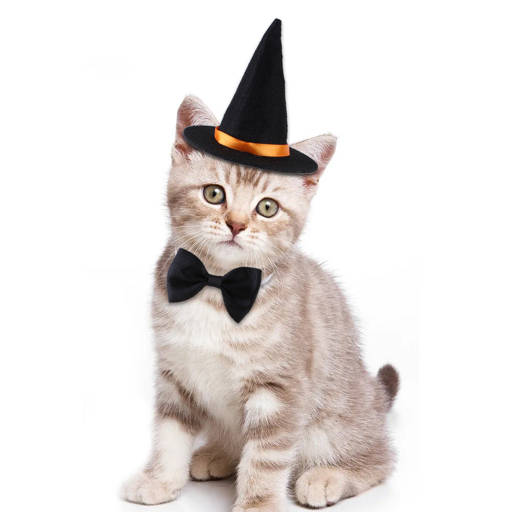 KFX-7796285 Halloween Pet Costume with Wizard Hat and Bow Tie, Red and Black Cloth, One Size